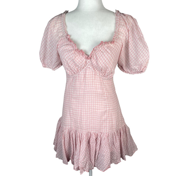 LoveShackFancy Catalina Pink Gingham Checkered Dress Size 2 - Picture 4 of 11